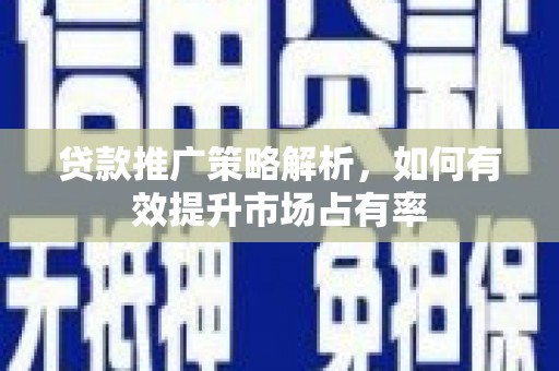 平湖贷款推广策略解析，如何有效提升市场占有率