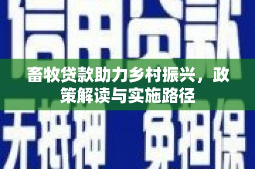 宾川畜牧贷款助力乡村振兴，政策解读与实施路径