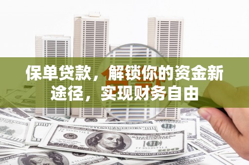 甘井子保单贷款，解锁你的资金新途径，实现财务自由